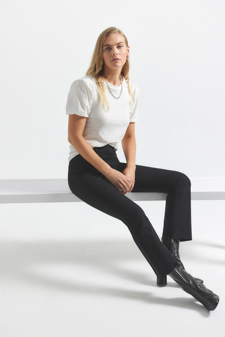Crosby Crop Flare Trouser in Black | Derek Lam 10 Crosby