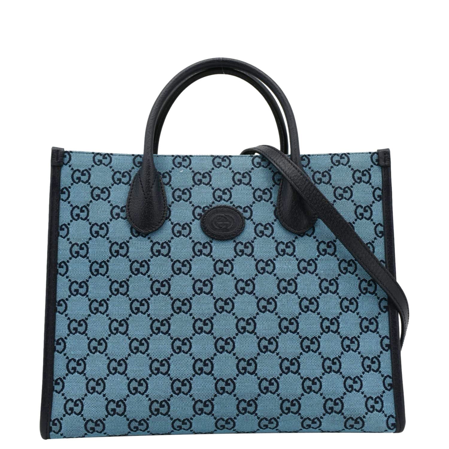 GUCCI Interlocking GG Supreme Canvas Blue Tote Bag