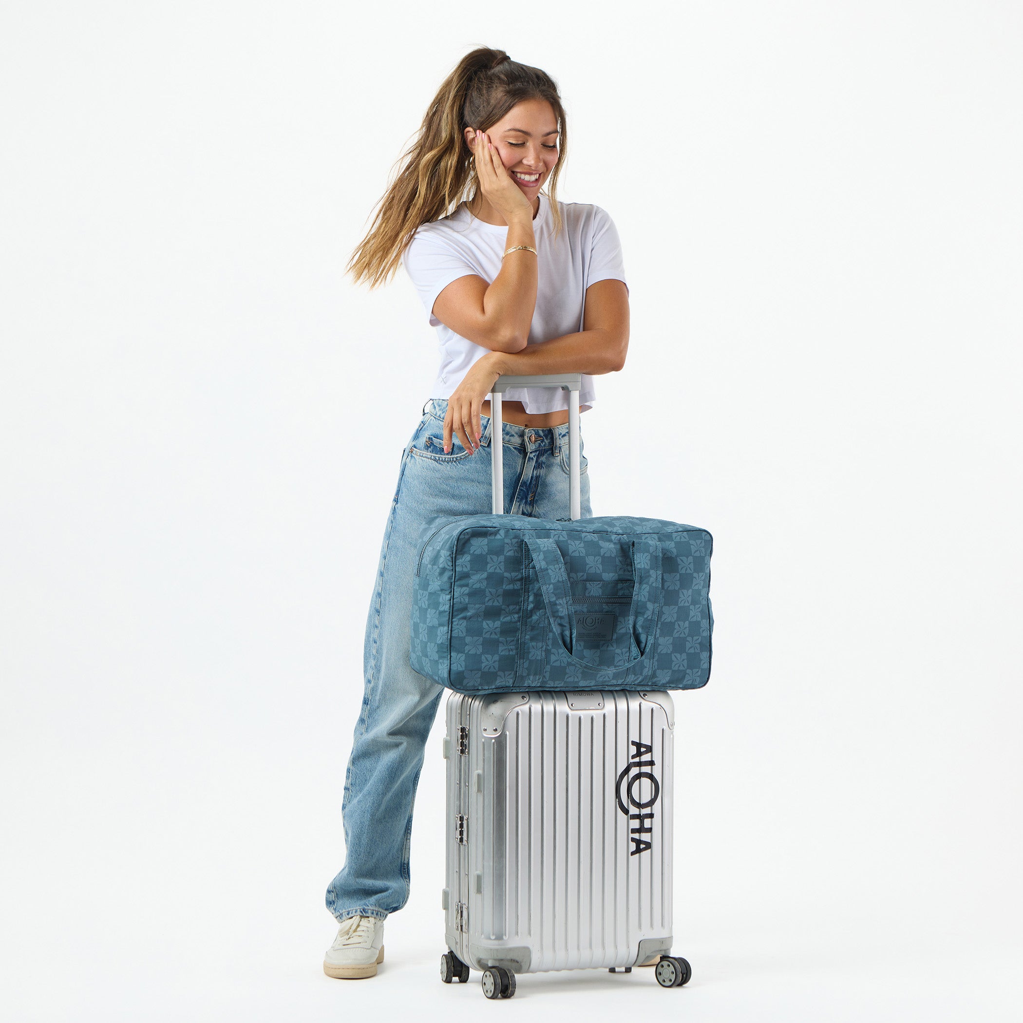 Pua Check Keep It Light Weekender in Slate | ALOHA Collection