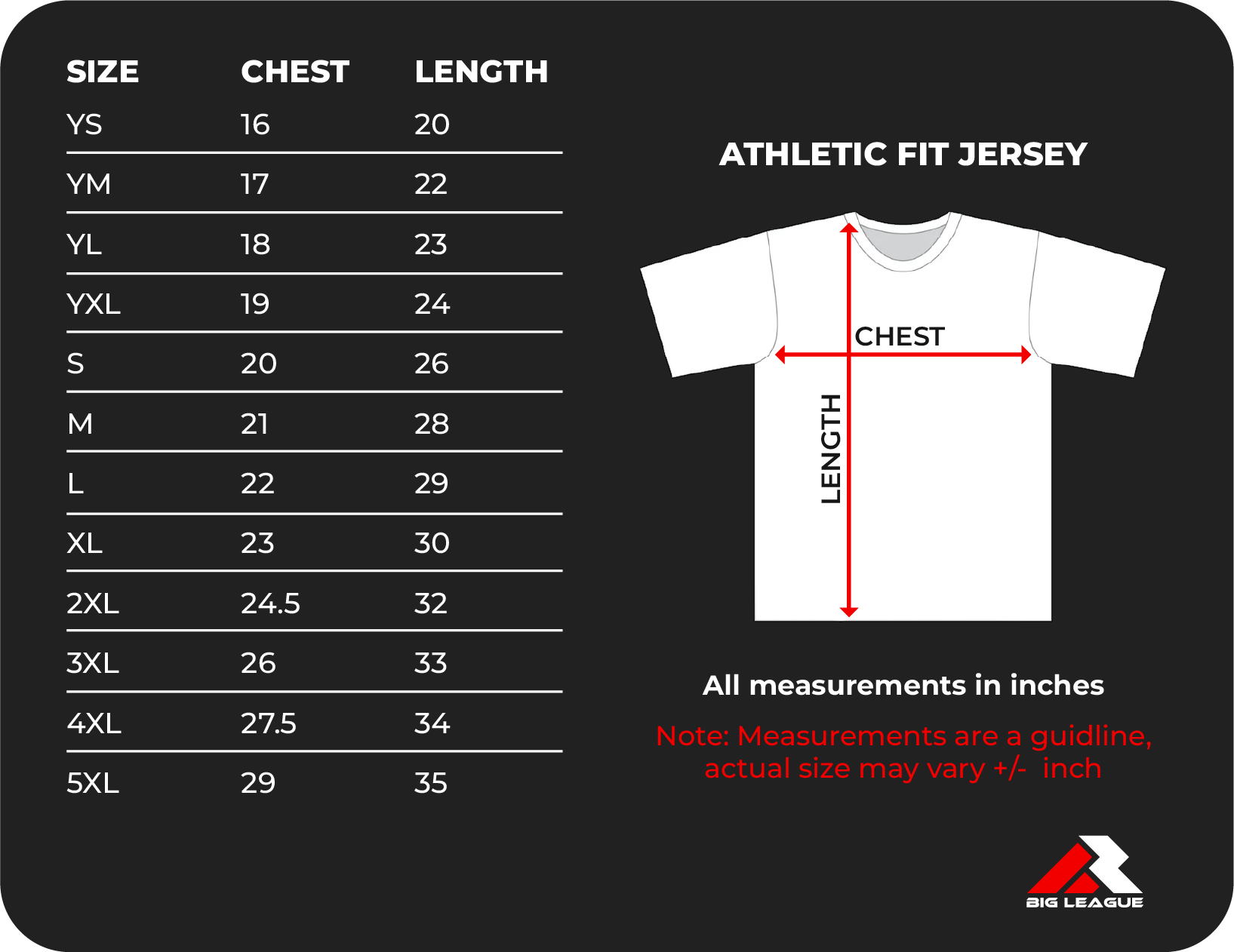 Custom Jersey Size Guide for All Sports | Big League Shirts