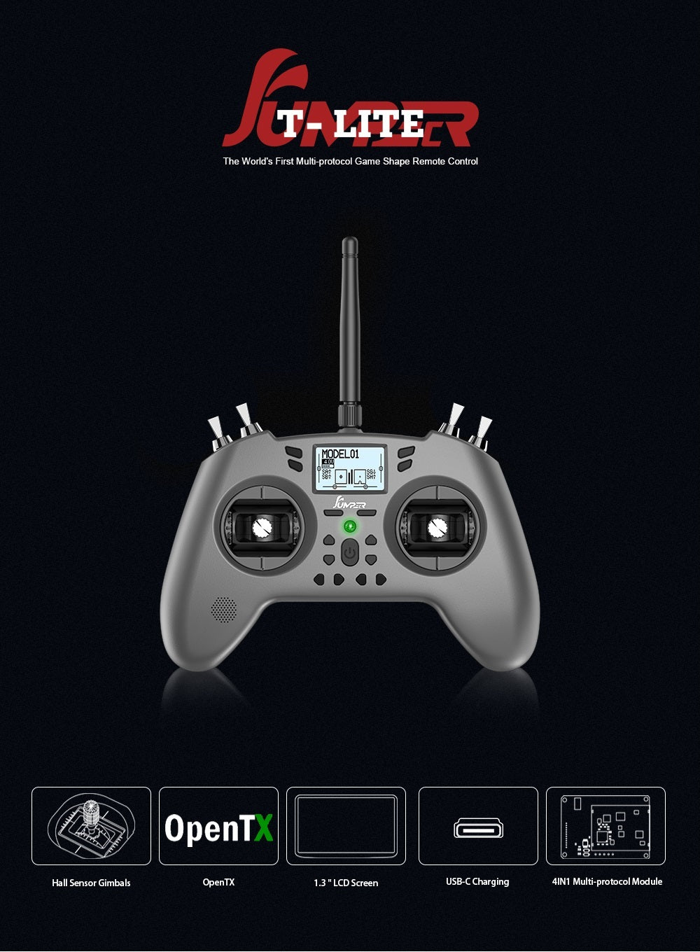 Jumper T-Lite JP4IN1 Multi-Protocol Hall Gimbal OpenTX Radio
