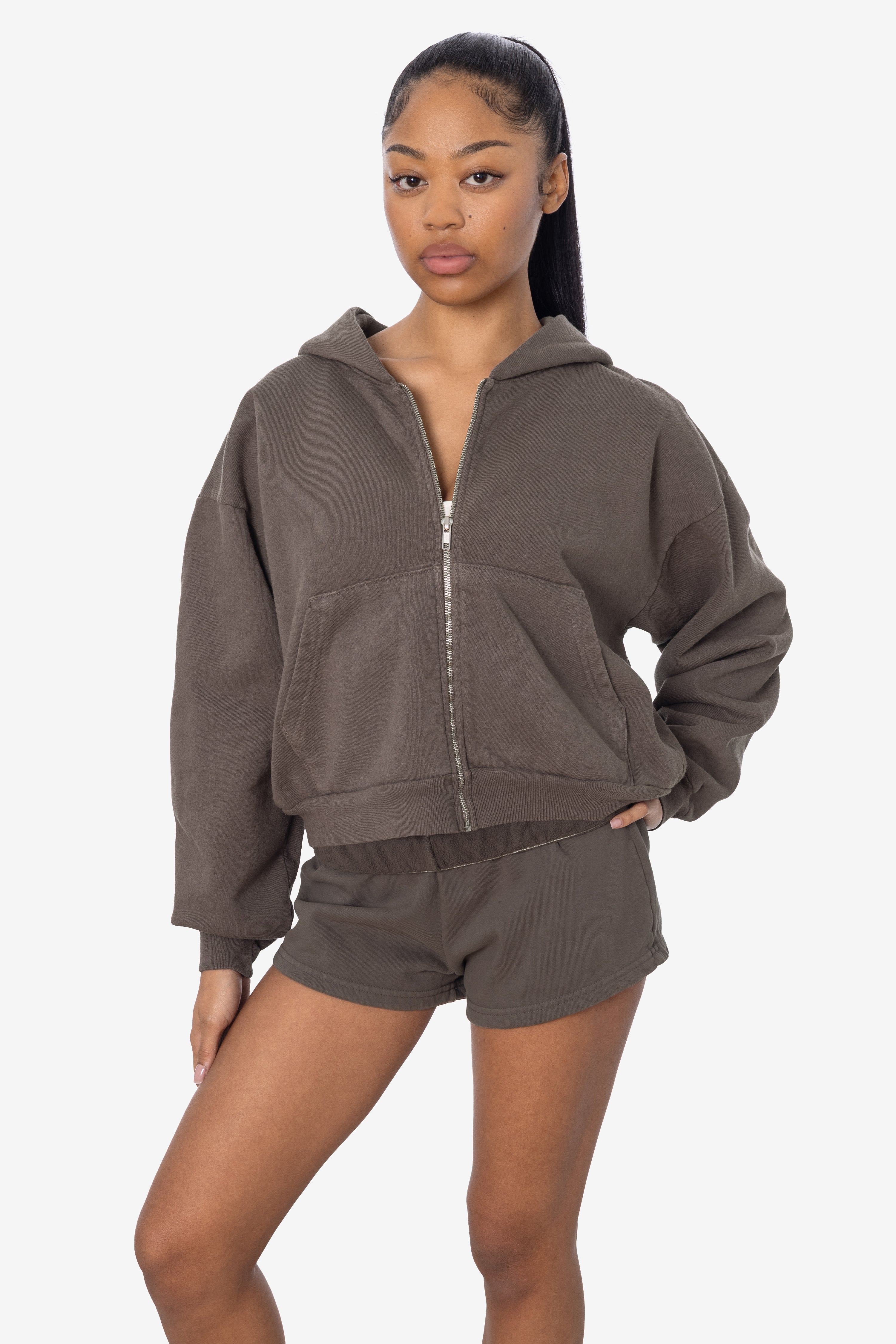 HF16 - Heavy Fleece Cropped Zip-Up Hoodie (Piece Dye) – Los