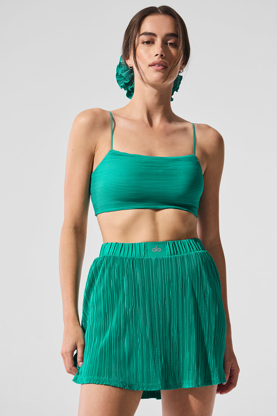 Cropped Micro Plisse Jacket - Spruce Green | ALO
