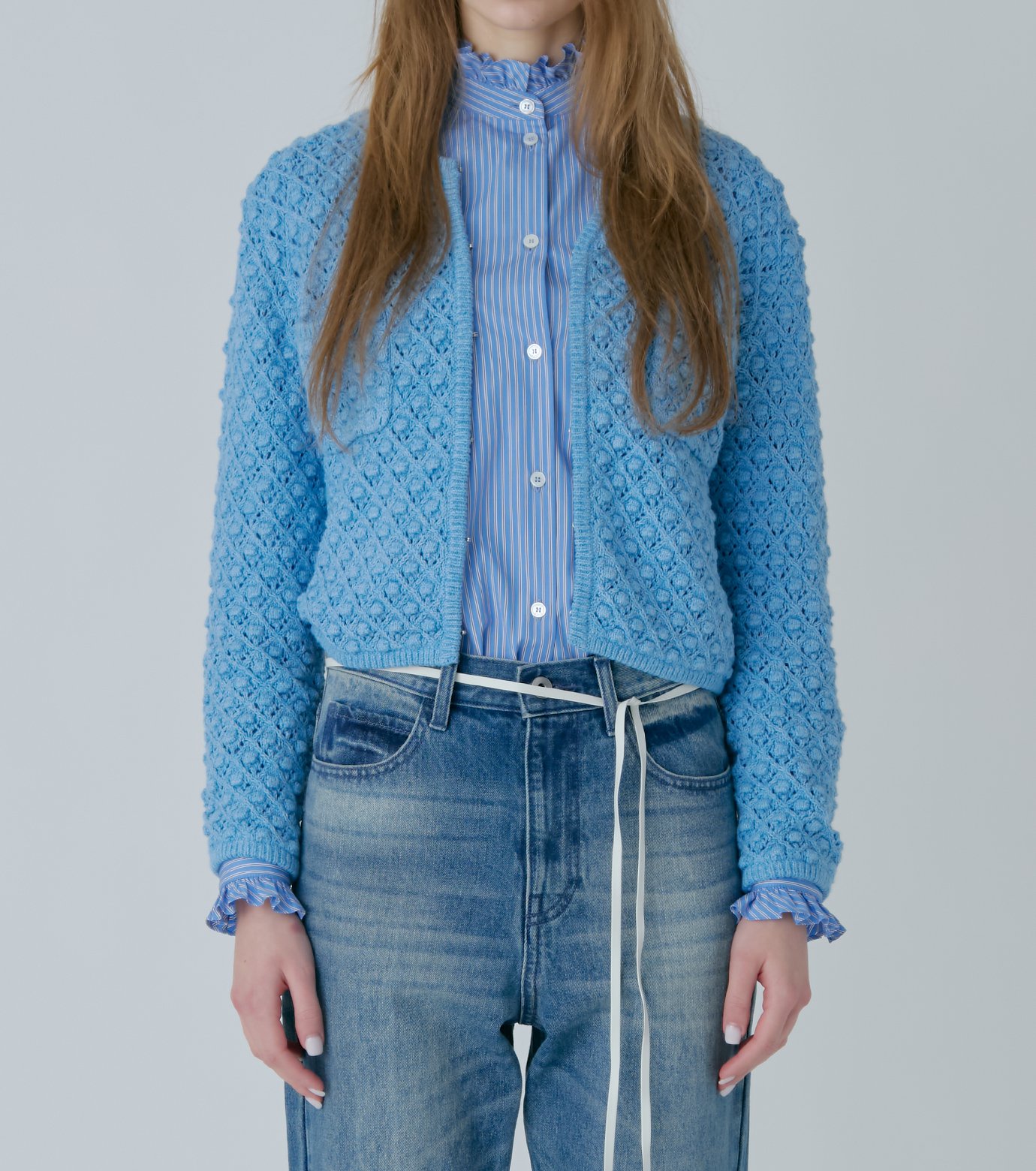 ル シェル ブルー - LE CIEL BLEU | Openwork Knit Jacket-Light