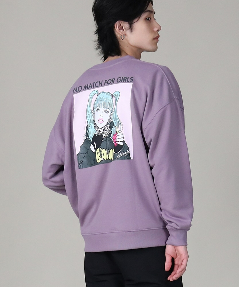 ガールズプリントクルーネックスウェット(M ライラック): トップス