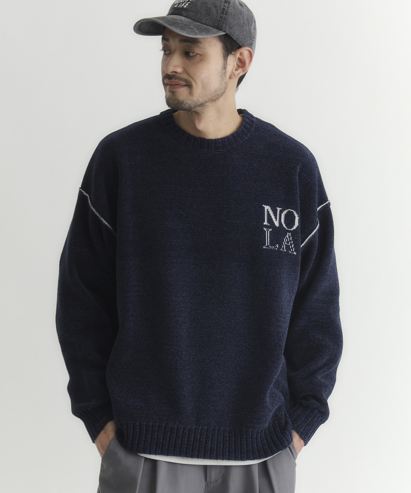 モールニットロゴクルーネックセーター(WEB限定価格 2/23まで)(M