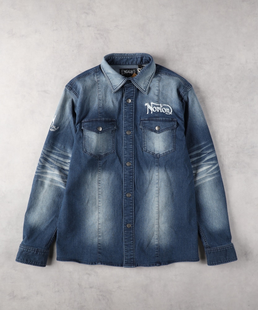 バックロゴデニムシャツ(WEB限定価格 2/23まで)(M ブラック): トップス