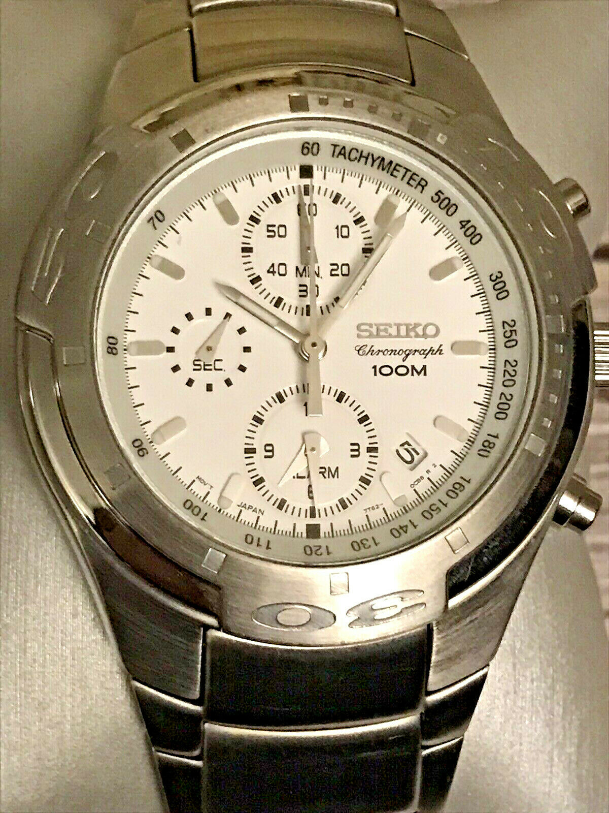 SEIKO CHRONOGRAPH WATCH 100m ALARM JAPAN 7T62-OBXO | WatchCharts
