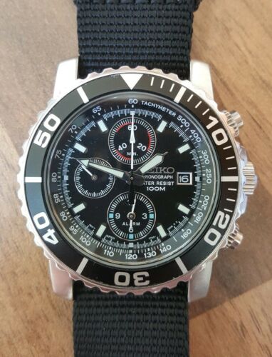 Seiko Daytona SNA225 Chronograph Alarm 7T62 0CV0 Diver Style Mens