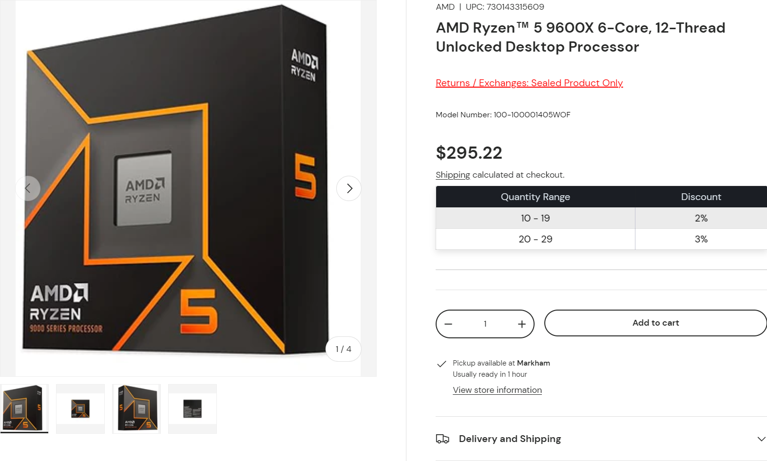 AMD Ryzen 5 9600X CPU Being Sold By Retailer For $295 US, Ryzen 9