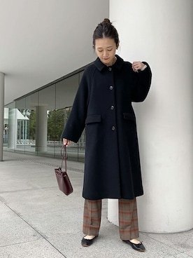 襟付きラグランAラインコート◇を使った人気ファッション