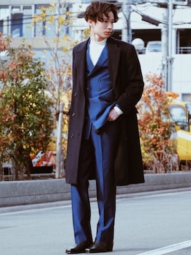 MARGARET HOWELLのチェスターコートを使ったメンズ人気ファッション