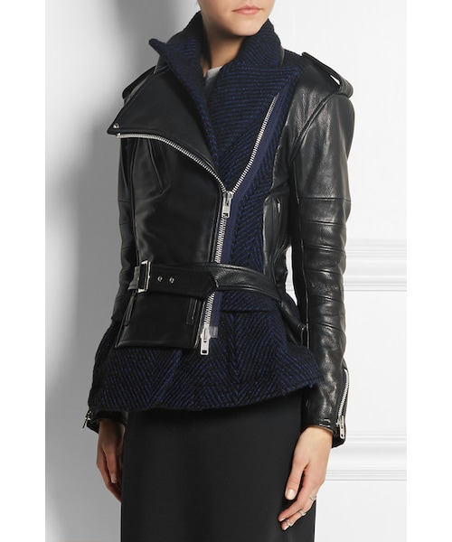 Sacai（サカイ）の「Sacai Wool-blend and leather biker jacket