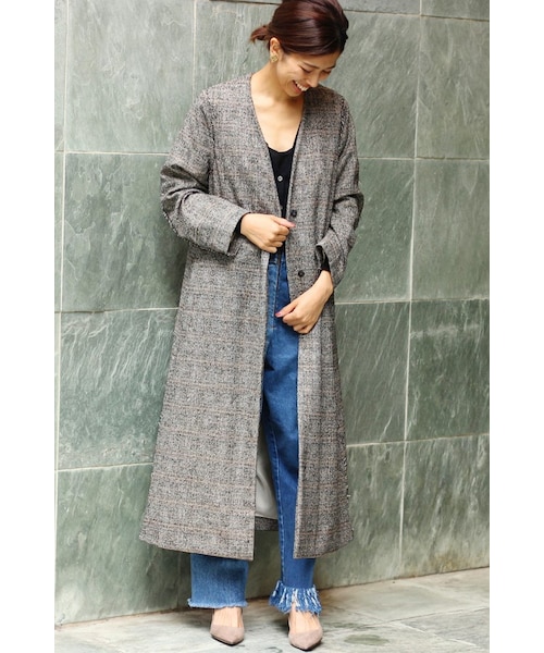 IENA（イエナ）の「IENA LA BOUCLE グレンチェックツイード Vネック
