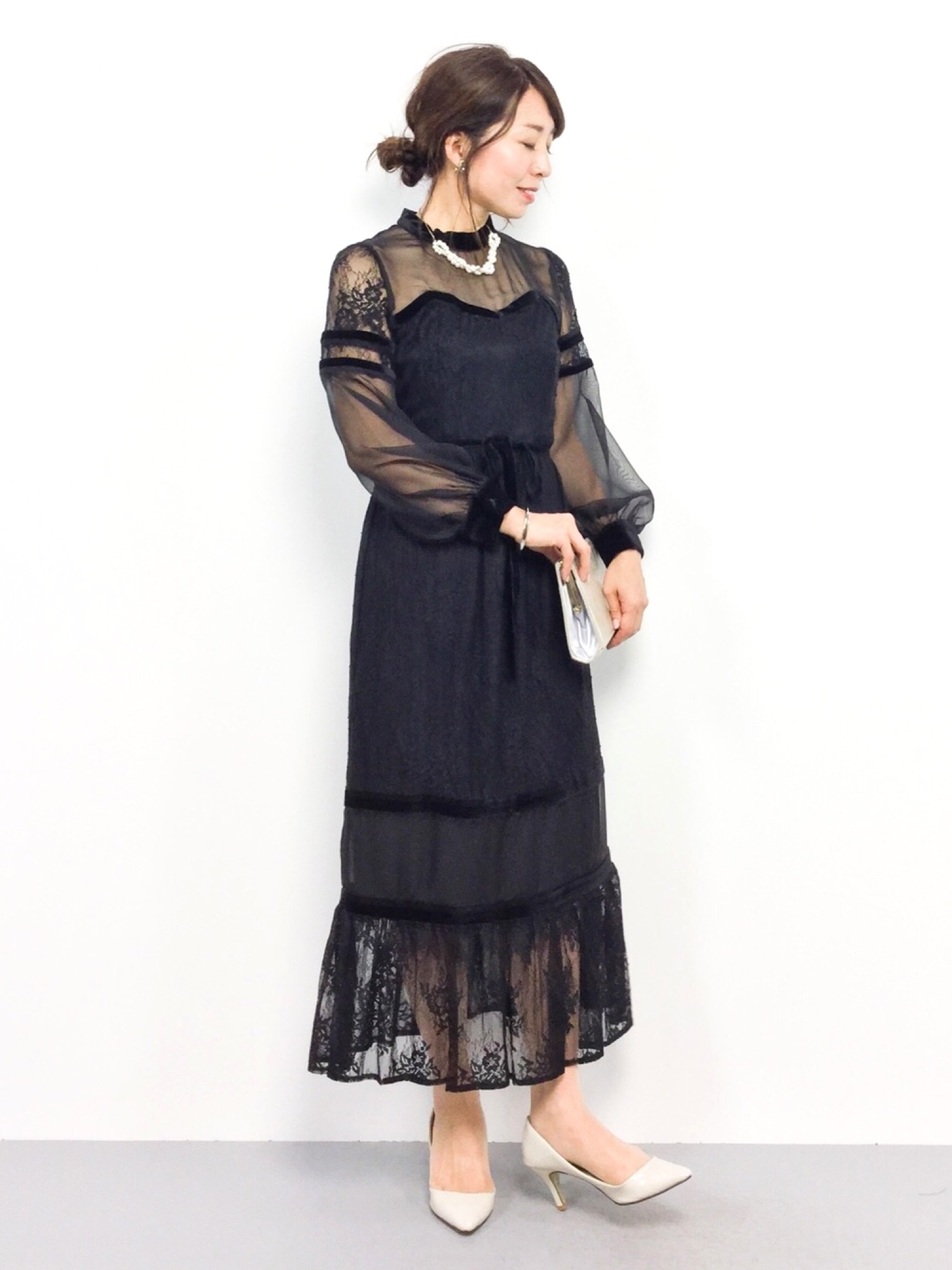 Ameri（アメリ）の「SHEER LACE DRESS（ワンピース）」 - WEAR