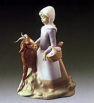 Little Girl with Goat 1972-87 by Lladro | Handcrafted Spanish