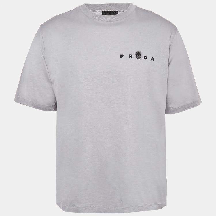 Prada Grey Printed Cotton Jersey T-Shirt L Prada | TLC