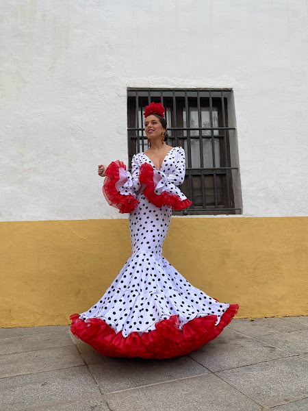 Viva La Feria のフラメンコ ドレス、クラベル モデル、水玉模様