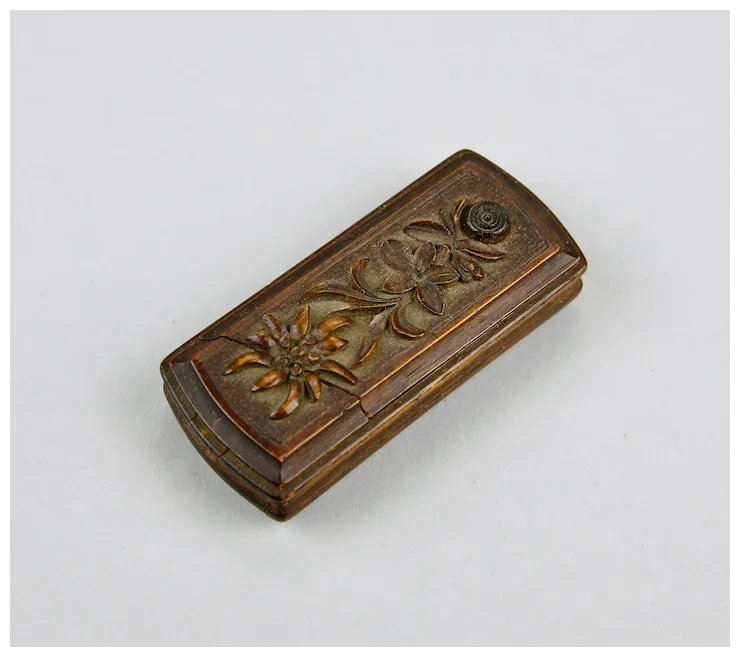 Black Forest Match Safe Vesta Puzzle Box Hand Carved Edelweiss