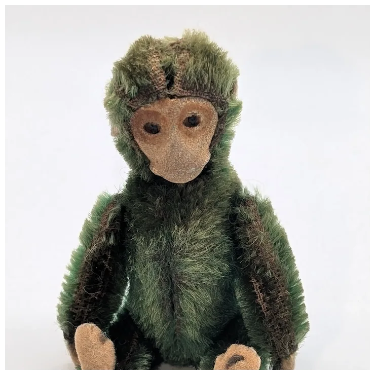 Oh Wow! So Rare! Antique Schuco Green Mohair Piccolo Monkey