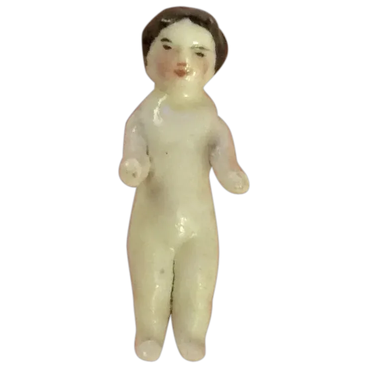 Tiny Antique German Frozen Charlotte China Doll. For Sale at Ruby Lane
