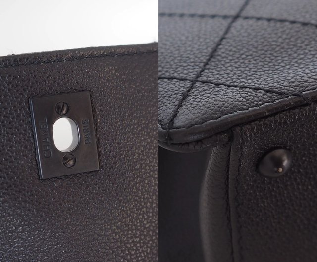 CHANEL Black Caviar Quilted Chain Tote Bag シャネル ブラック
