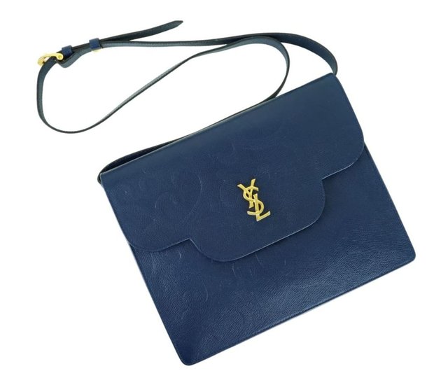 イヴ・サンローラン ヴィンテージ YSL 唐草模様 レザー 斜め掛け