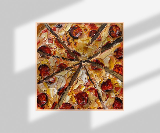 送料無料】タイ ArtSenya によるピザ油絵食品オリジナルアートキッチン