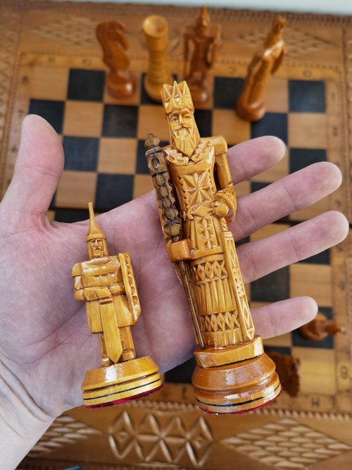 ロシア ハンドメイド ヴィンテージ ソ連 ソビエト ロシア 木製 チェス