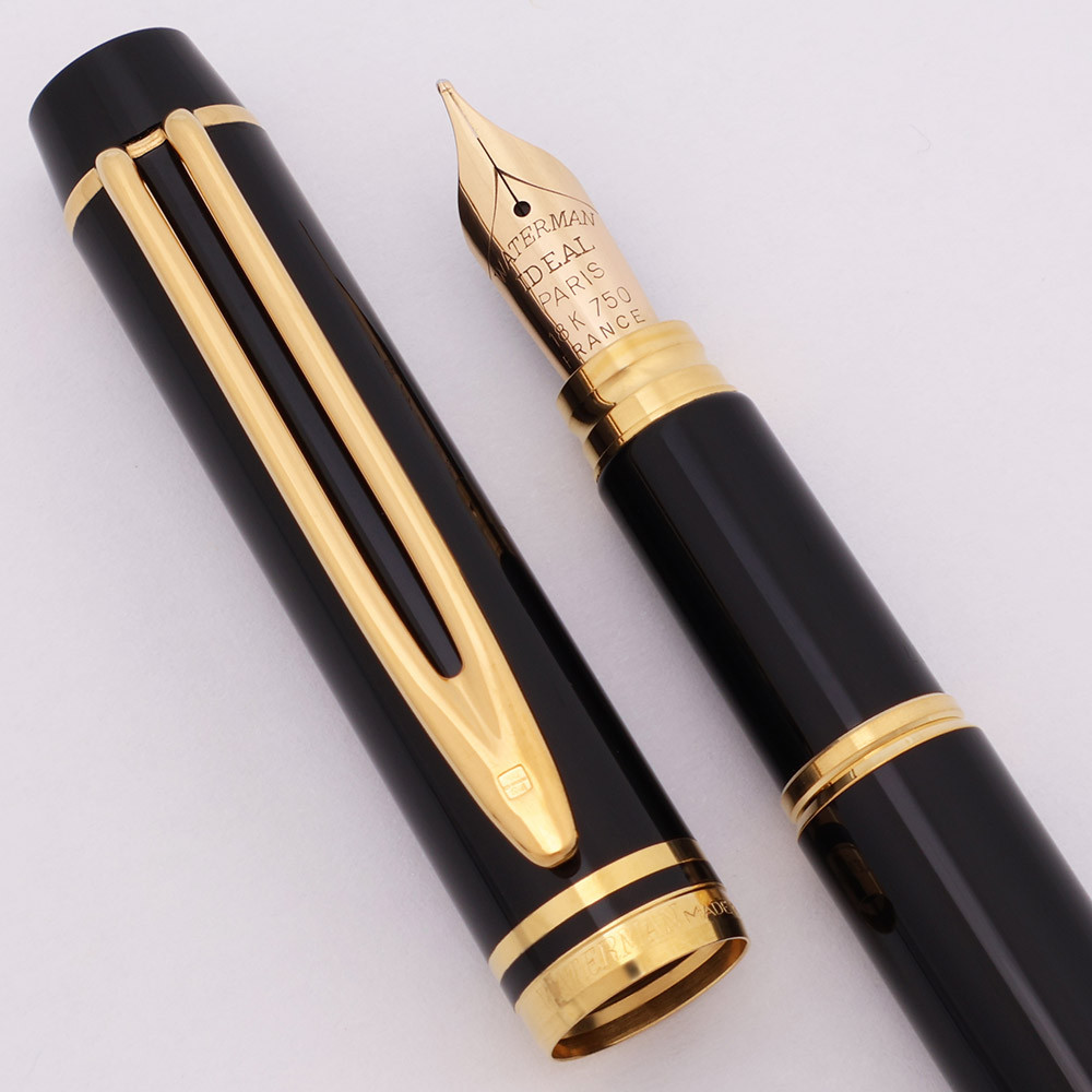 Waterman Le Man 200 Fountain Pen (1990s)- Black w GT, C/C, Medium