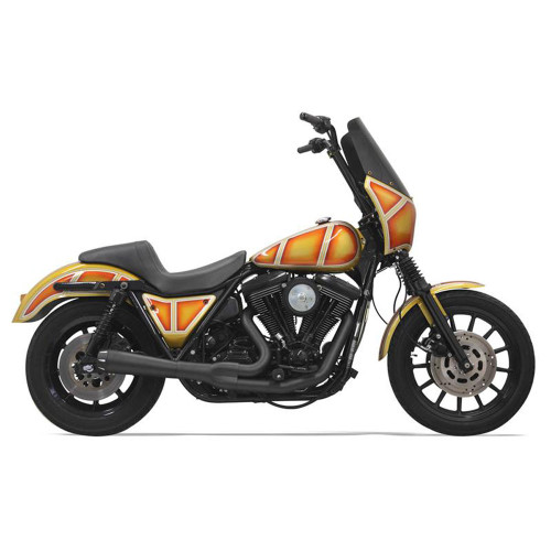 Bassani Short Road Rage Exhaust for Harley FXR - Black - 1FXR2B