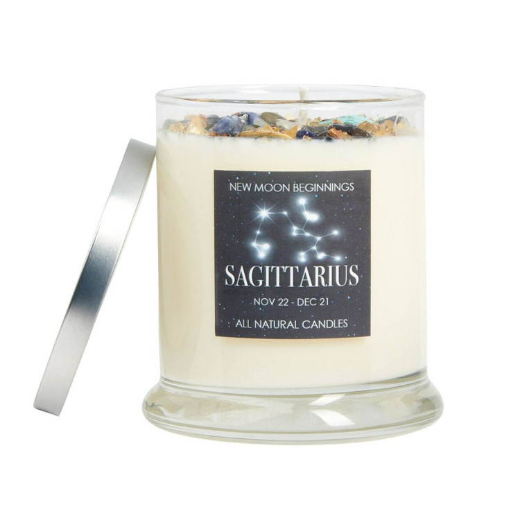 Sagittarius Crystal Candle - Zodiac (Nov. 22 - Dec. 21) | New Moon