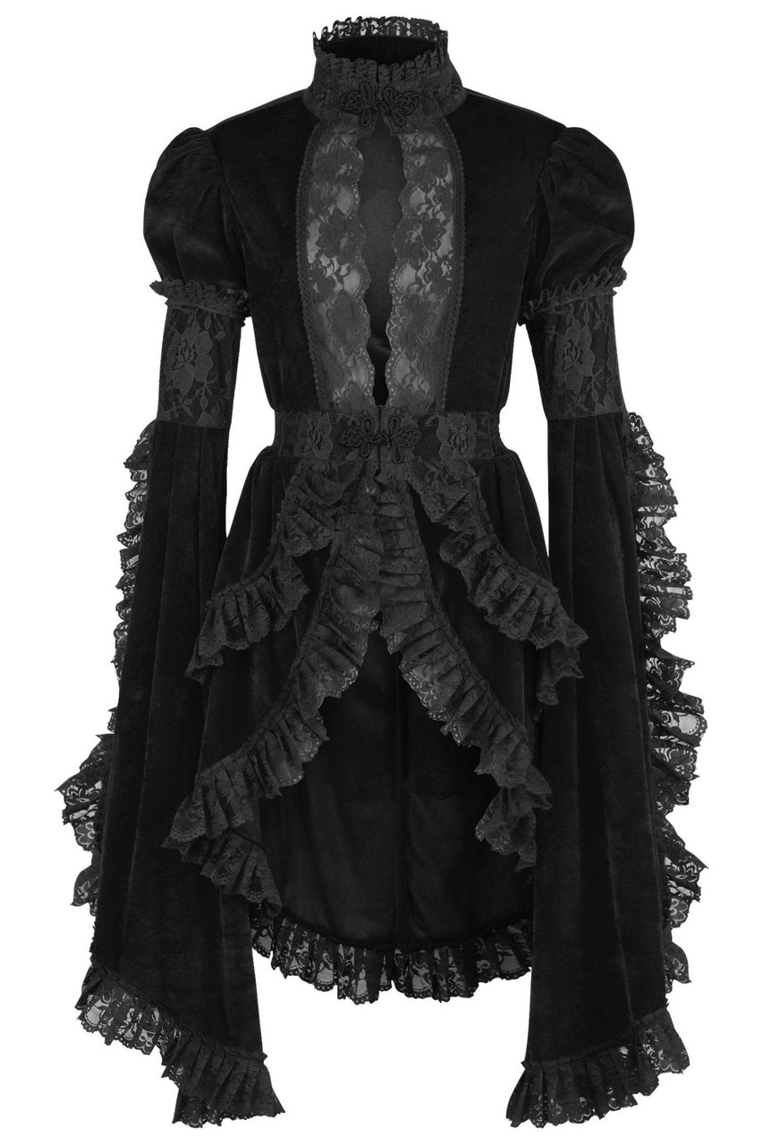 Black Velvet and Lace Victorian Jacket - Goodgoth.com