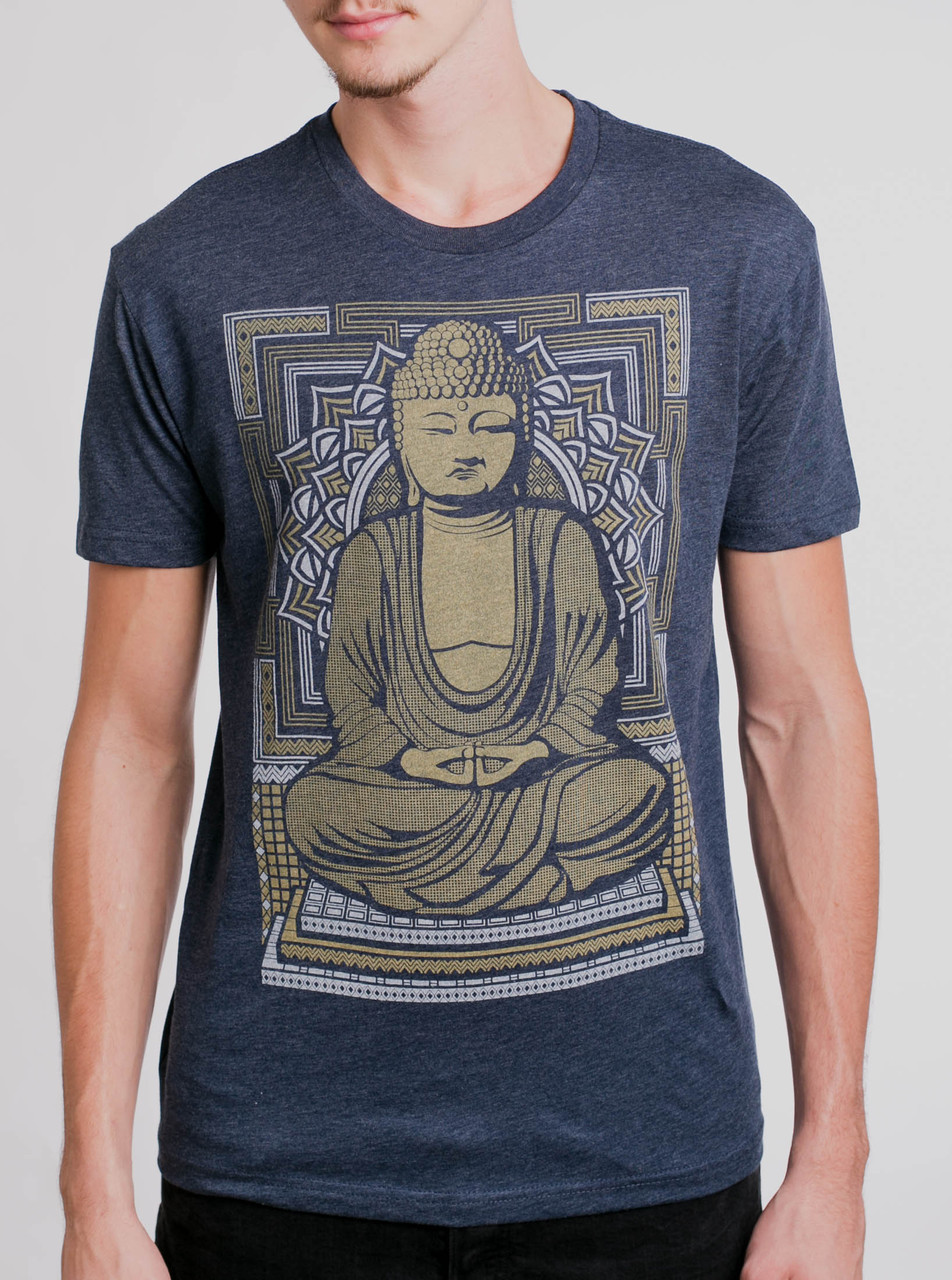 Buddha - Multicolor on Heather Navy Mens T Shirt - Curbside Clothing