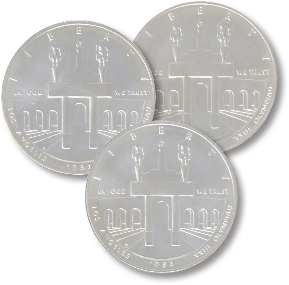M12007 - 1984 Olympic Silver Dollars from 3 mints, Uncirculated