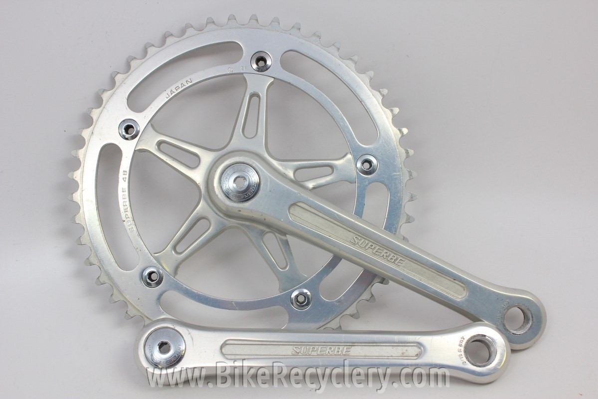 Suntour Superbe Track Crankset: 1st Gen CW-3000, Dust Caps, 167.5