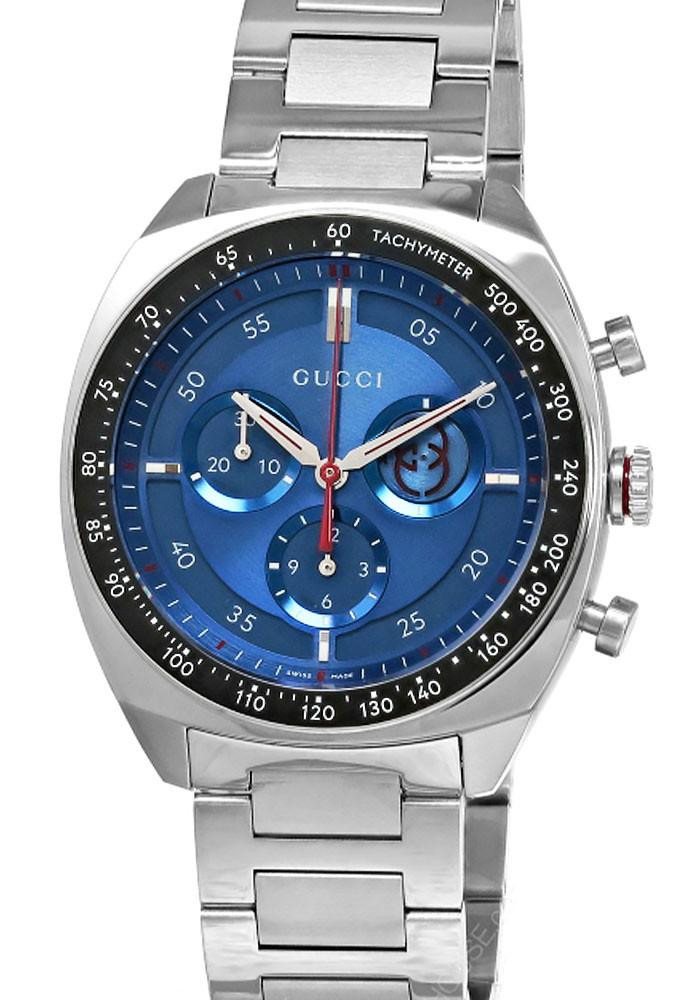 GUCCI Interlocking G Quartz Stainless Steel 41MM Blue Dial Men's