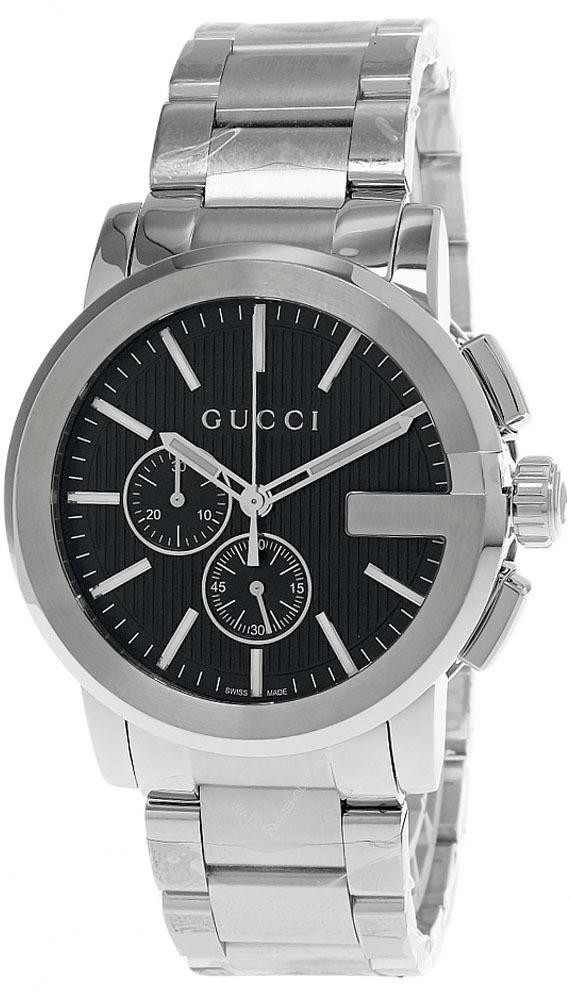 GUCCI-G 44MM CHRONO Stainless Steel Black Dial Men's Watch