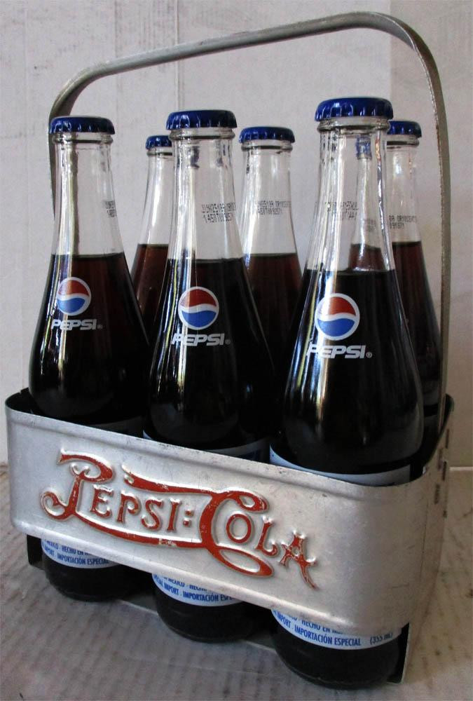 Pepsi:Cola Metal Six Pack Rack w/Bottles - American Collectibles