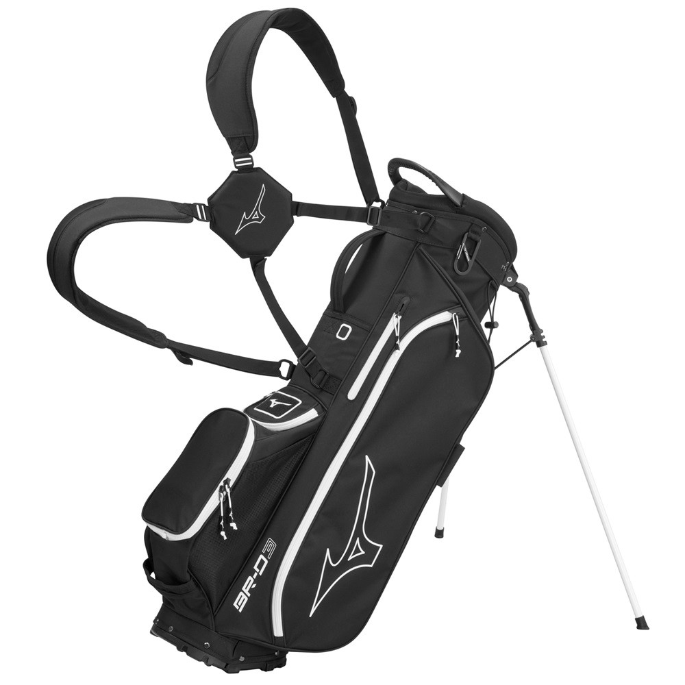 ブラック黒ゴルフバッグMIZUNO3点セット/ボストン/シューズ/カート
