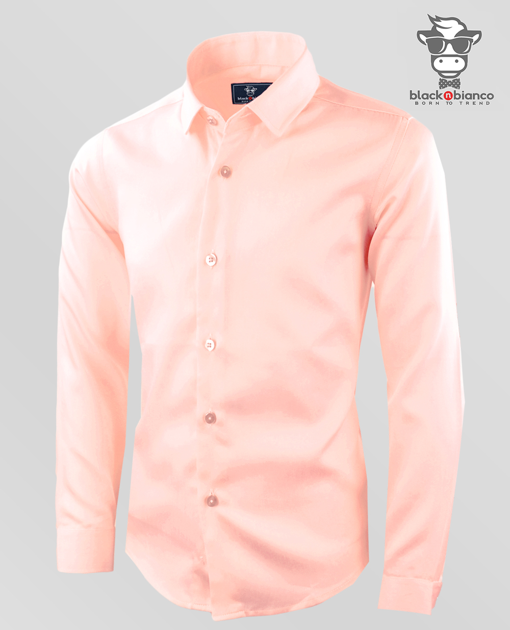 Black N Bianco Boys' Signature Sateen Dress Shirt in Blush Peach