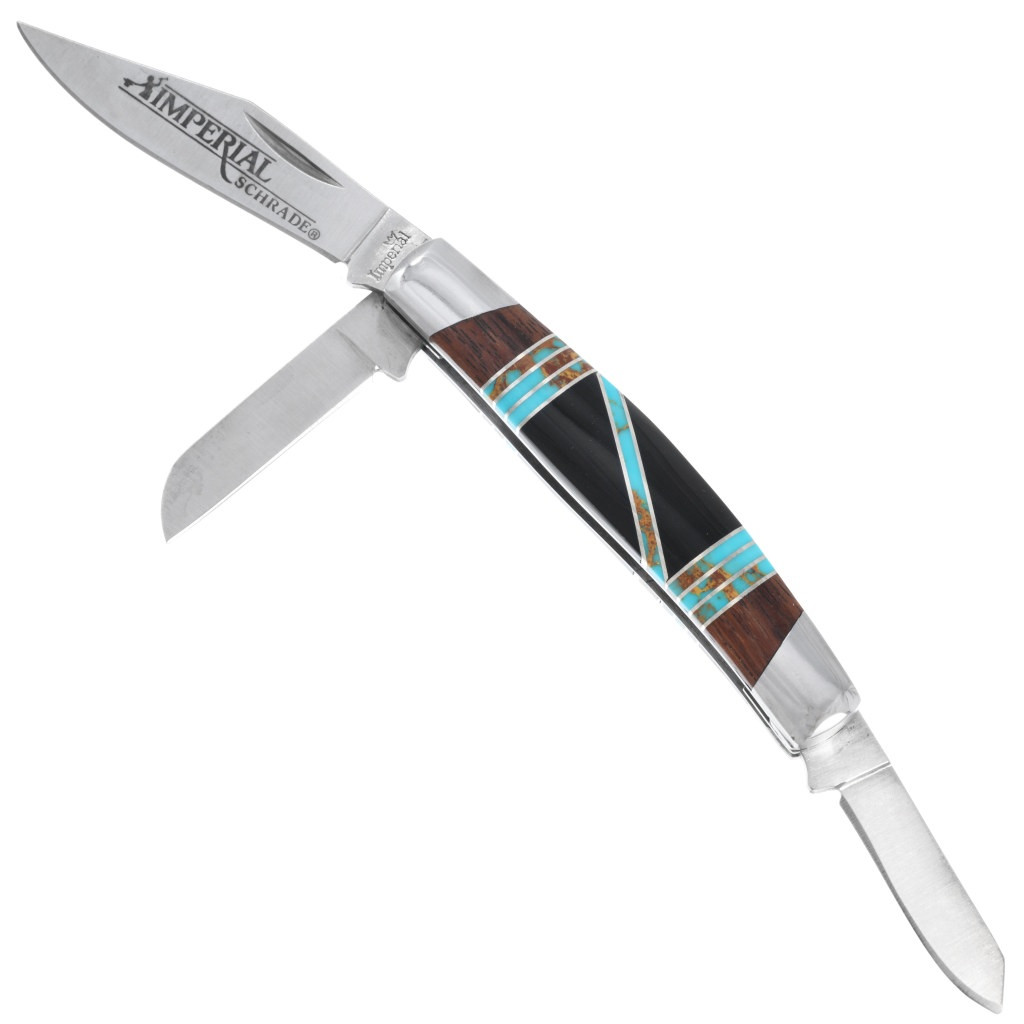 Native American Onyx Turquoise Inlay Utility Pocket Folding Knife