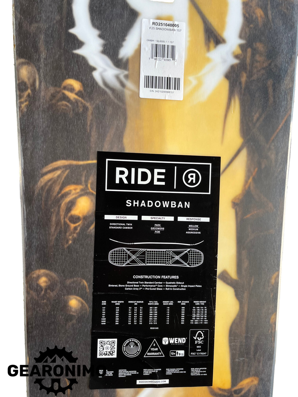 Ride shadowban 157 cm 2025