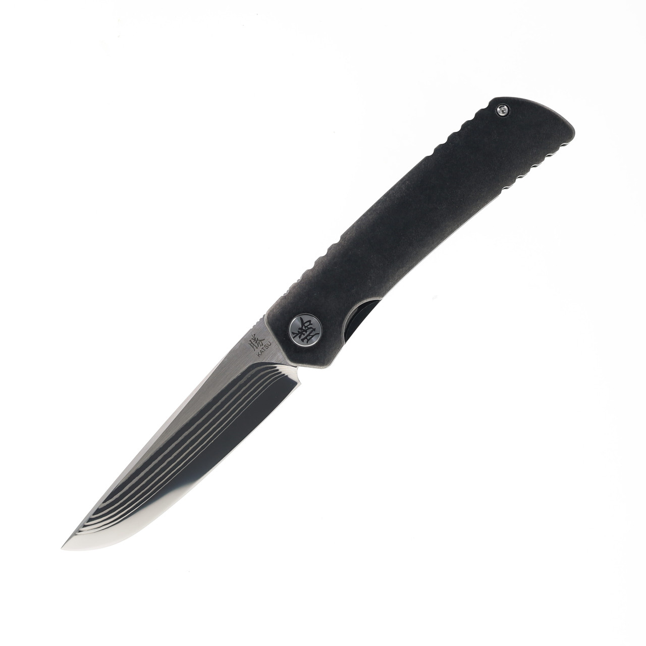 Katsu Frame Lock Folding Knife Black Titanium Handle ZDP 189 Plain