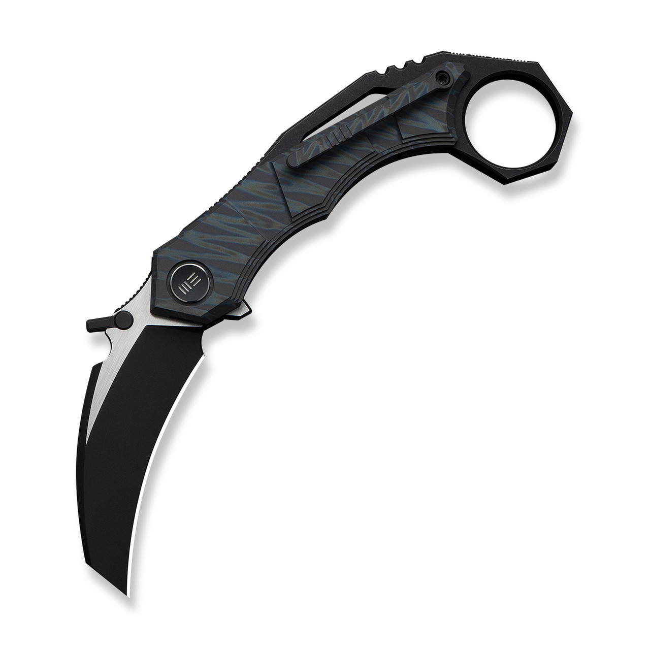 WE Tayra Folding Knife Tiger Stripe Flame Titanium/Black Titanium
