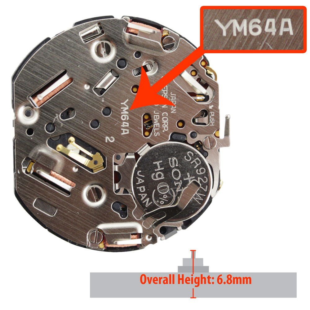 Epson Japan Chronograph Quartz Watch Movement YM64 Overall Height