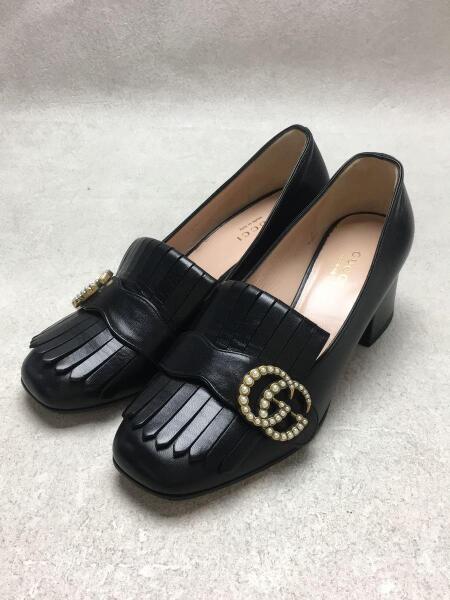 J*a様 GUCCI グッチ GG マーモント ヒール ローファー ロゴ 黒 レ J*a
