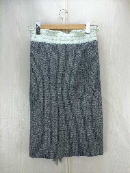 sacai サカイ ニットスカート 異素材 フリンジ