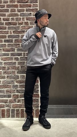 LA MEN'S LOGO RIB LS HALFZIP（リラックスフィット）（LA メンズロゴ