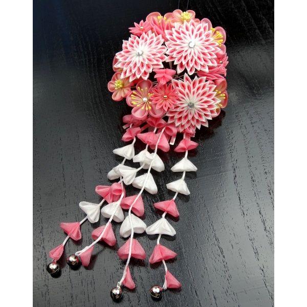 花かんざし 成人式の お振袖 髪飾り に 舞妓さんの様な つまみ細工簪